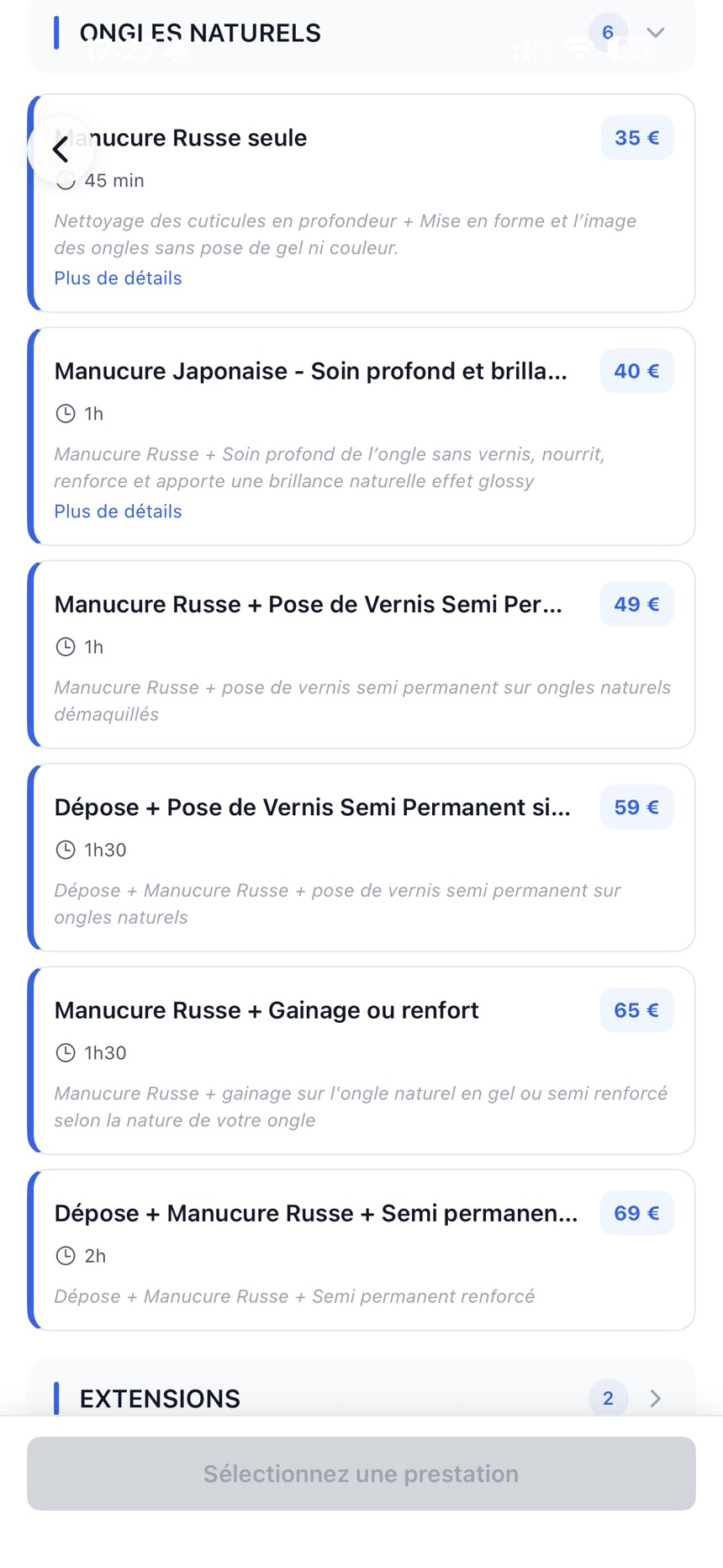 Liste des prestations et tarifs de Cam Beauty Studio dans Opatam